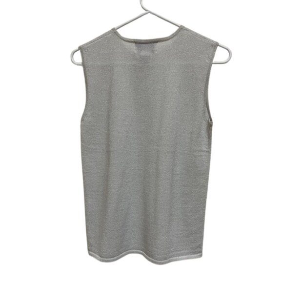 Susan Graver silver metallic/lurex shell/sleeveless top. - Picture 5 of 7